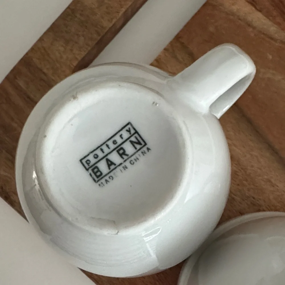 Pottery Barn Vintage White Ceramic Farmhouse Mug Set (3)